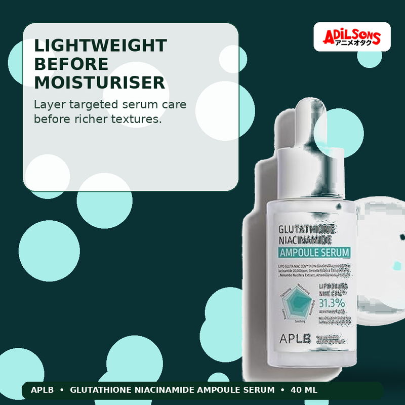 APLB Glutathione Niacinamide Ampoule Serum 40ml — Lightweight Before Moisturiser — Adilsons
