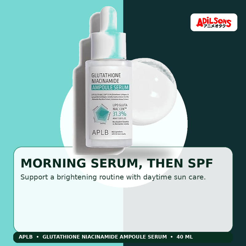 APLB Glutathione Niacinamide Ampoule Serum 40ml — Morning Serum, Then Spf — Adilsons