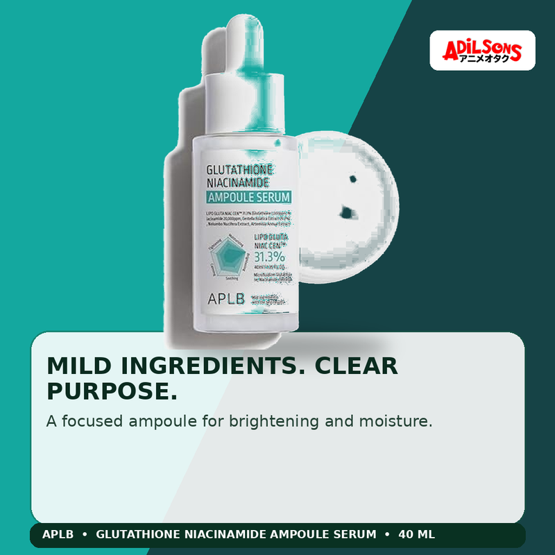 APLB Glutathione Niacinamide Ampoule Serum 40ml — Mild Ingredients. Clear Purpose. — Adilsons