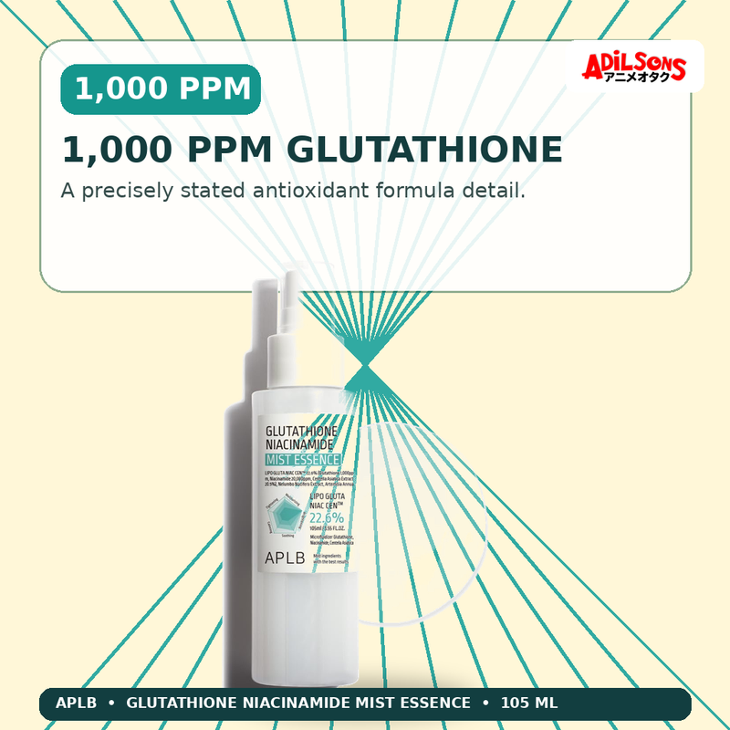 APLB Glutathione Niacinamide Mist Essence 105ml — 1,000 Ppm Glutathione — Adilsons