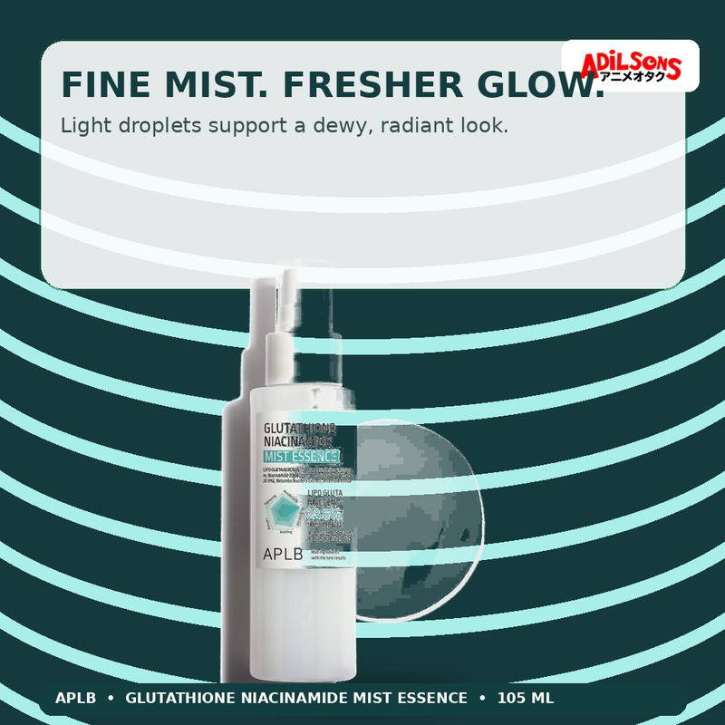 APLB Glutathione Niacinamide Mist Essence 105ml — Fine Mist. Fresher Glow. — Adilsons