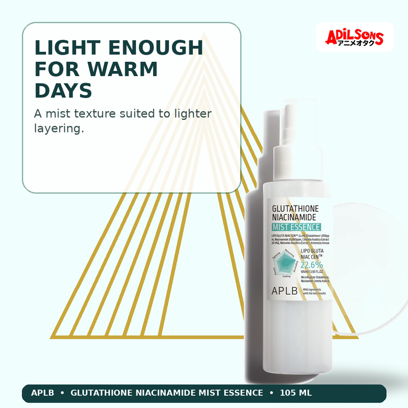 APLB Glutathione Niacinamide Mist Essence 105ml — Light Enough For Warm Days — Adilsons