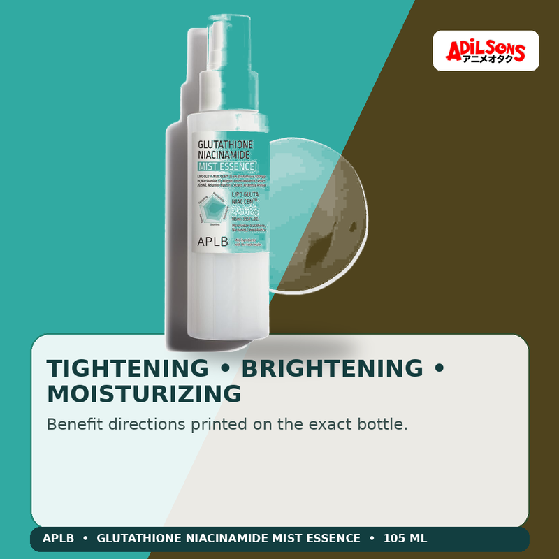 APLB Glutathione Niacinamide Mist Essence 105ml — Tightening • Brightening • Moisturizing — Adilsons