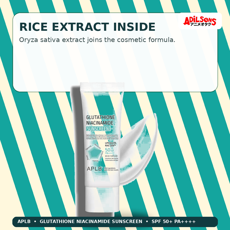 APLB Glutathione Niacinamide Sunscreen 40ml — Rice Extract Inside — Adilsons