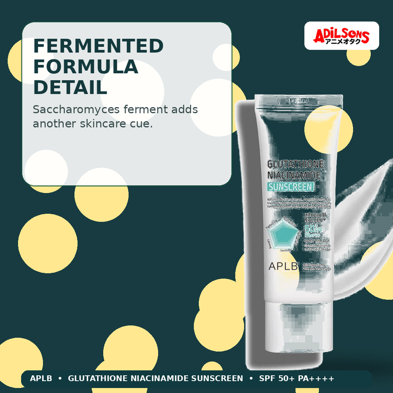 APLB Glutathione Niacinamide Sunscreen 40ml — Fermented Formula Detail — Adilsons