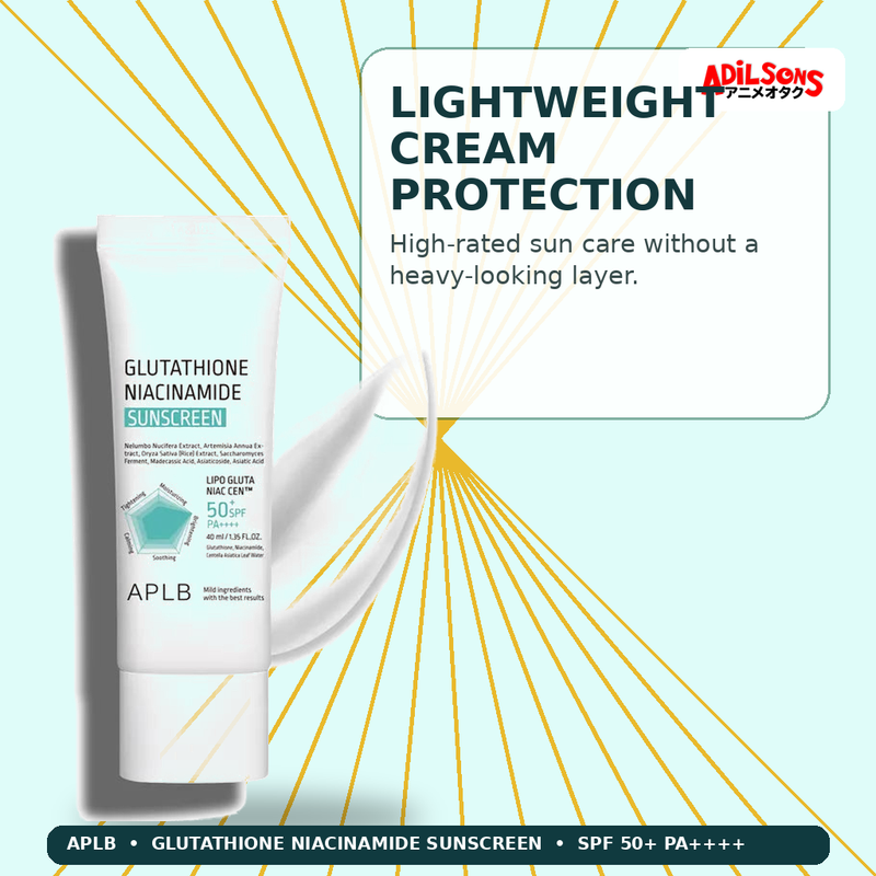 APLB Glutathione Niacinamide Sunscreen 40ml — Lightweight Cream Protection — Adilsons