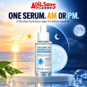 Adilsons sales creative for APLB Hyaluronic Acid Ceramide HA B5 Ampoule Serum 40 mL: One Serum. Am Or Pm.