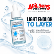 Adilsons sales creative for APLB Hyaluronic Acid Ceramide HA B5 Ampoule Serum 40 mL: Light Enough To Layer