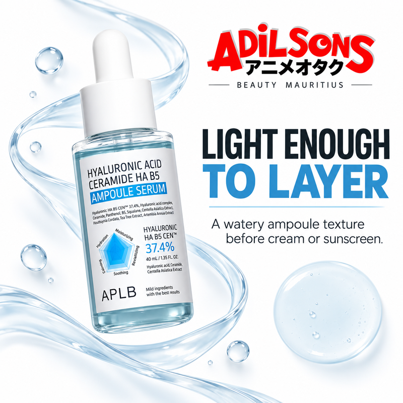 Adilsons sales creative for APLB Hyaluronic Acid Ceramide HA B5 Ampoule Serum 40 mL: Light Enough To Layer