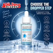 Adilsons sales creative for APLB Hyaluronic Acid Ceramide HA B5 Ampoule Serum 40 mL: Choose The Dropper Step