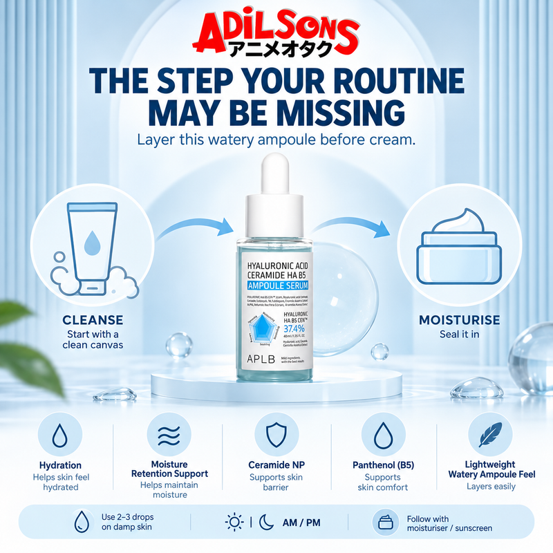 Adilsons sales creative for APLB Hyaluronic Acid Ceramide HA B5 Ampoule Serum 40 mL: The Step Your Routine May Be Missing