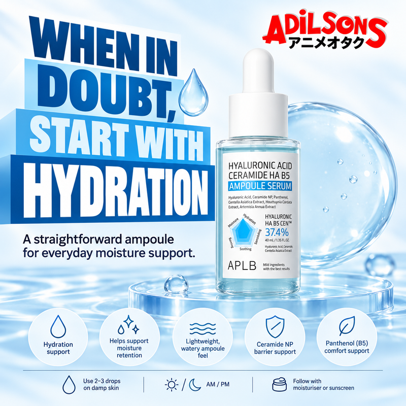 Adilsons sales creative for APLB Hyaluronic Acid Ceramide HA B5 Ampoule Serum 40 mL: When In Doubt, Start With Hydration