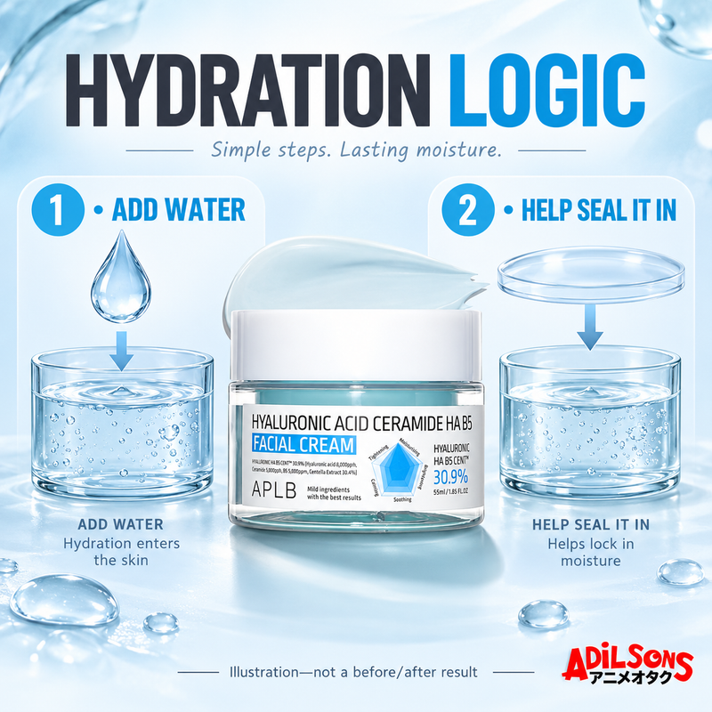 APLB Hyaluronic Acid Ceramide HA B5 Facial Cream 55ml — hydration logic | Adilsons creative 4