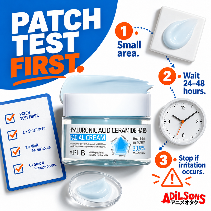 APLB Hyaluronic Acid Ceramide HA B5 Facial Cream 55ml — patch test | Adilsons creative 11