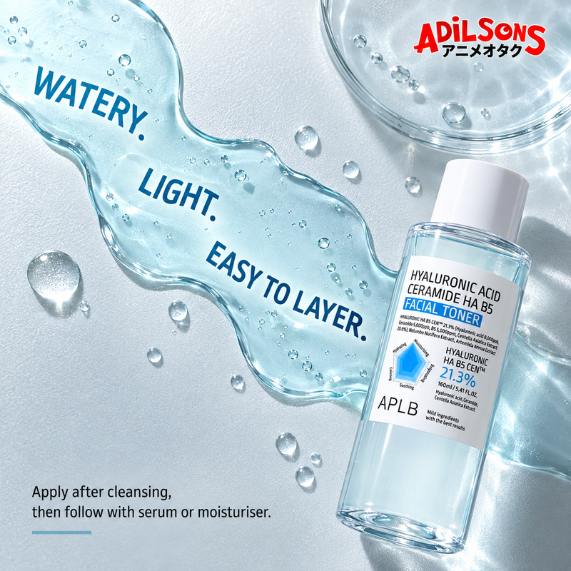 APLB Hyaluronic Acid Ceramide HA B5 Facial Toner 160ml — texture usage | Adilsons creative 3