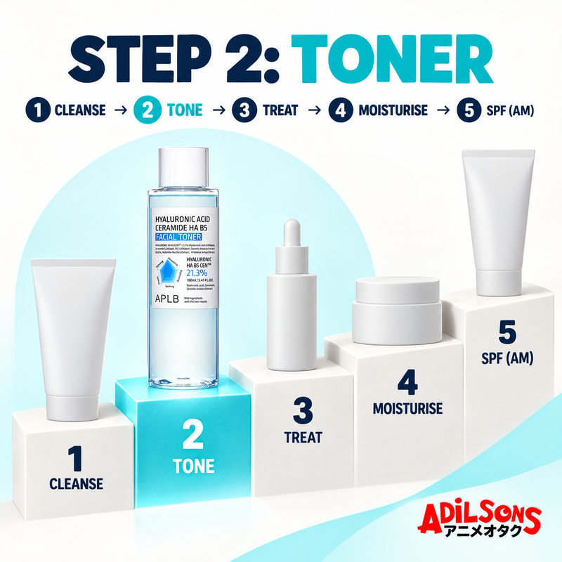 APLB Hyaluronic Acid Ceramide HA B5 Facial Toner 160ml — routine position | Adilsons creative 5
