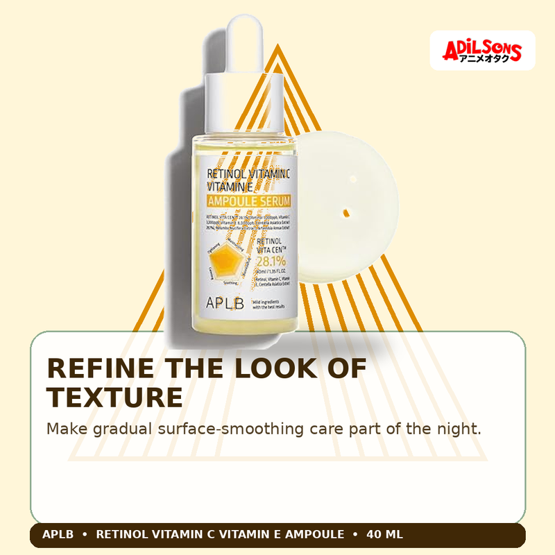 APLB Retinol Vitamin C Vitamin E Ampoule Serum 40ml — Refine The Look Of Texture — Adilsons