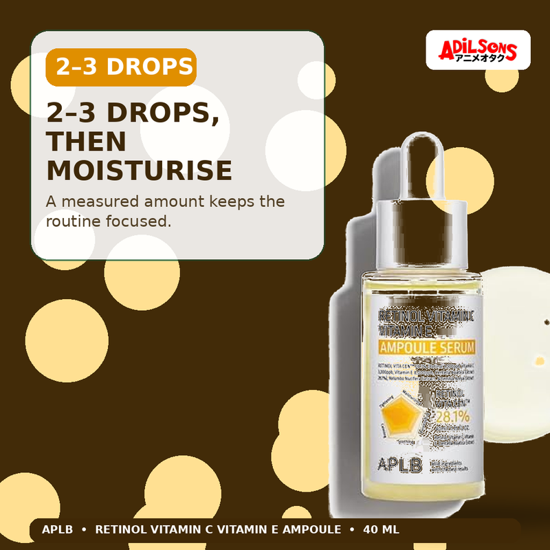 APLB Retinol Vitamin C Vitamin E Ampoule Serum 40ml — 2–3 Drops, Then Moisturise — Adilsons