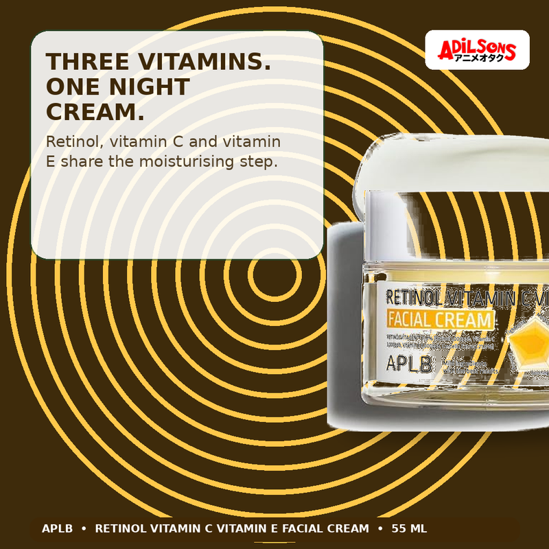 APLB Retinol Vitamin C Vitamin E Facial Cream 55ml — Three Vitamins. One Night Cream. — Adilsons