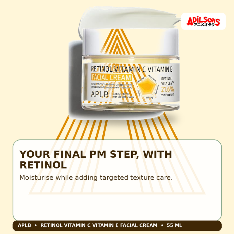 APLB Retinol Vitamin C Vitamin E Facial Cream 55ml — Your Final Pm Step, With Retinol — Adilsons