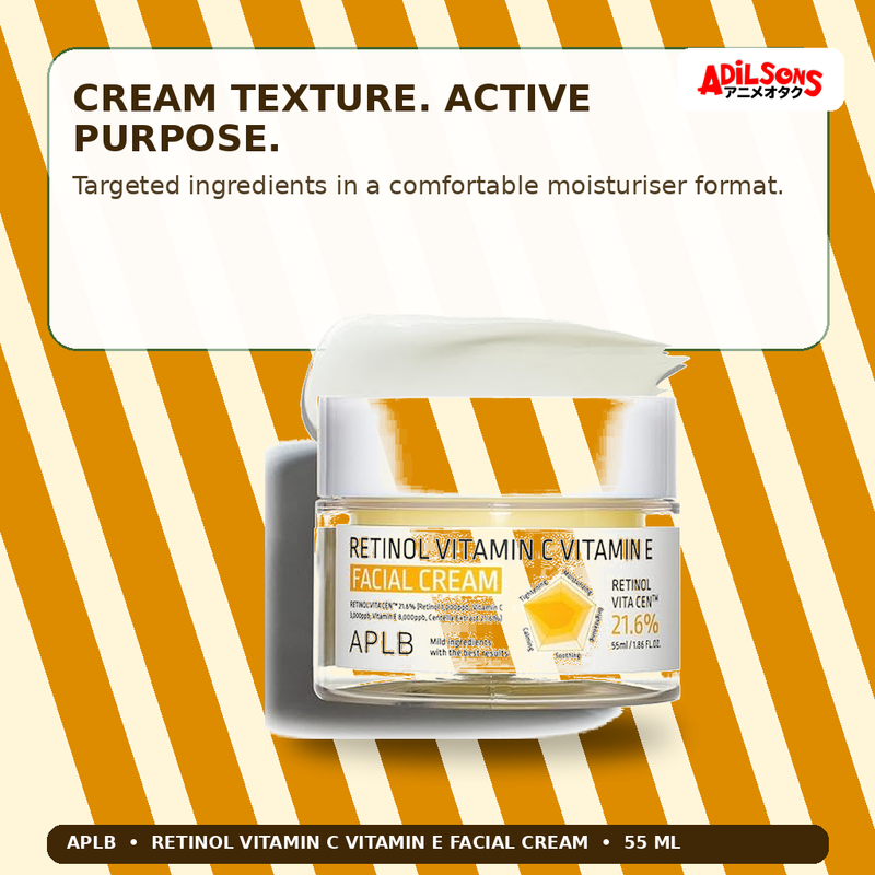 APLB Retinol Vitamin C Vitamin E Facial Cream 55ml — Cream Texture. Active Purpose. — Adilsons