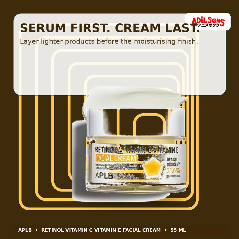 APLB Retinol Vitamin C Vitamin E Facial Cream 55ml — Serum First. Cream Last. — Adilsons