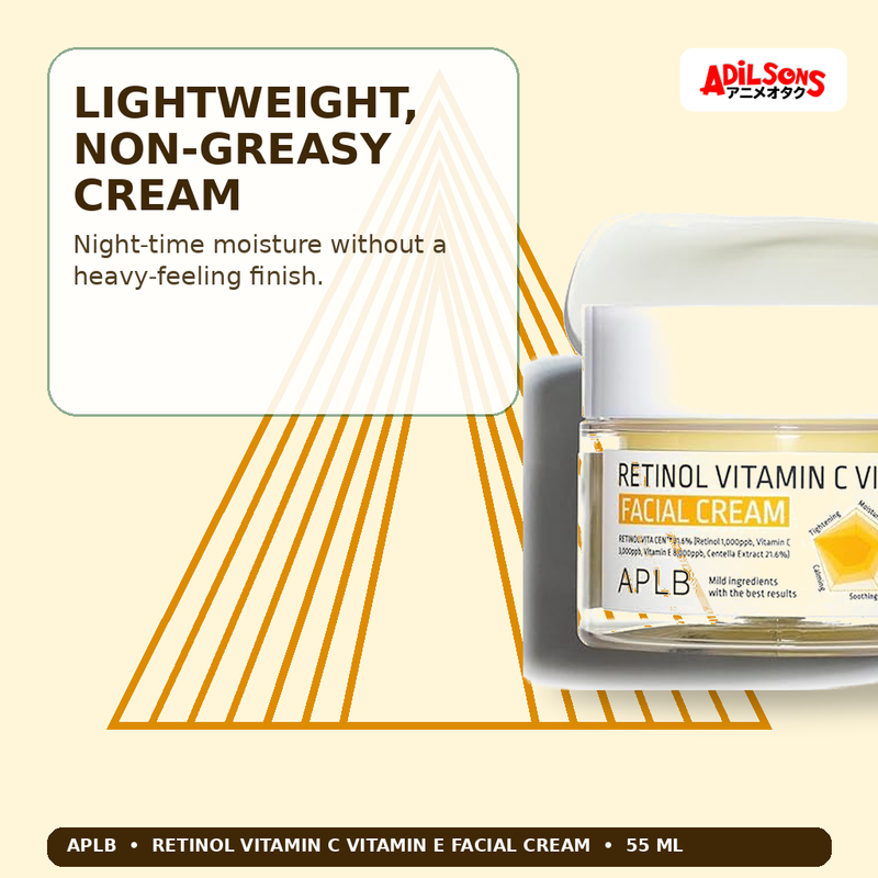 APLB Retinol Vitamin C Vitamin E Facial Cream 55ml — Lightweight, Non-Greasy Cream — Adilsons