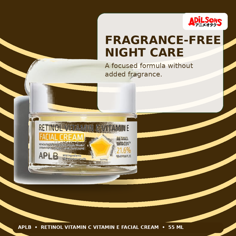 APLB Retinol Vitamin C Vitamin E Facial Cream 55ml — Fragrance-Free Night Care — Adilsons