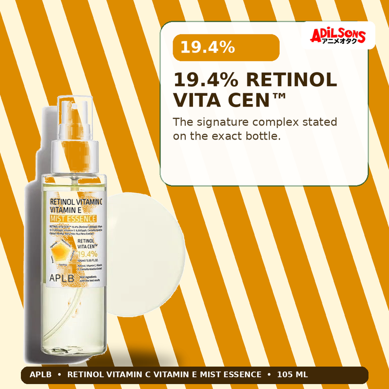 APLB Retinol Vitamin C Vitamin E Mist Essence 105ml — 19.4% Retinol Vita Cen™ — Adilsons