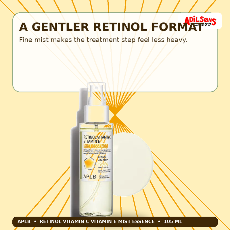 APLB Retinol Vitamin C Vitamin E Mist Essence 105ml — A Gentler Retinol Format — Adilsons