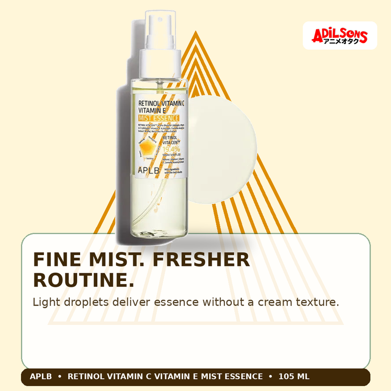 APLB Retinol Vitamin C Vitamin E Mist Essence 105ml — Fine Mist. Fresher Routine. — Adilsons