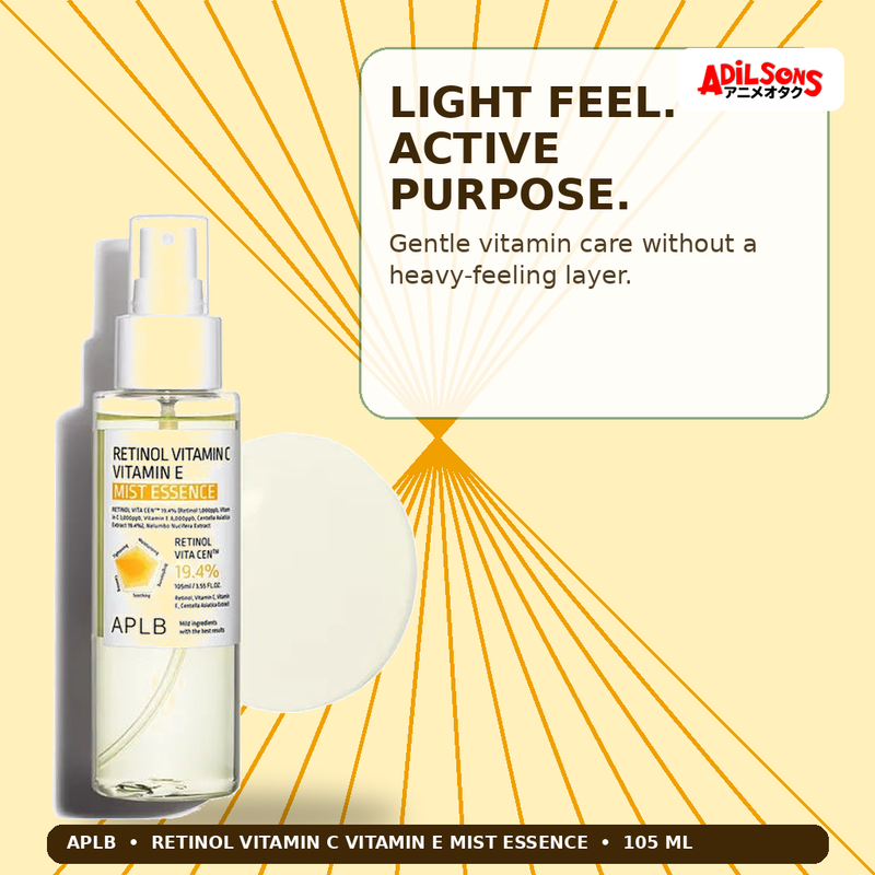APLB Retinol Vitamin C Vitamin E Mist Essence 105ml — Light Feel. Active Purpose. — Adilsons