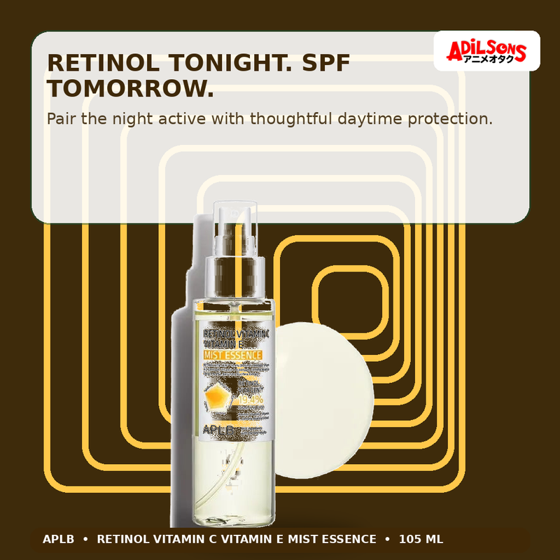 APLB Retinol Vitamin C Vitamin E Mist Essence 105ml — Retinol Tonight. Spf Tomorrow. — Adilsons