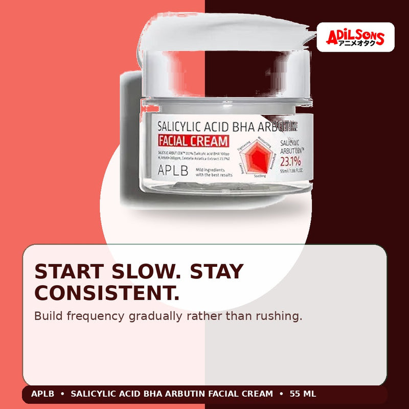 APLB Salicylic Acid BHA Arbutin Facial Cream 55ml — Start Slow. Stay Consistent. — Adilsons
