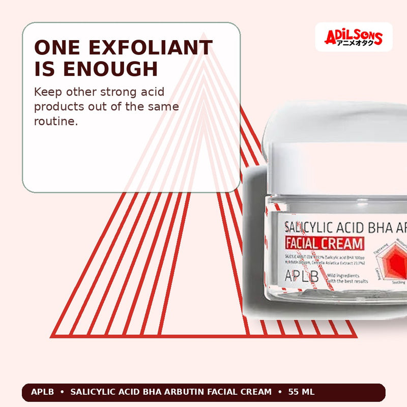 APLB Salicylic Acid BHA Arbutin Facial Cream 55ml — One Exfoliant Is Enough — Adilsons