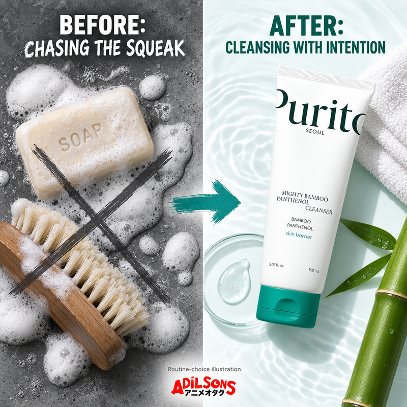 PURITO Seoul Mighty Bamboo Panthenol Cleanser 150ml — before after object diagram | Adilsons creative 4