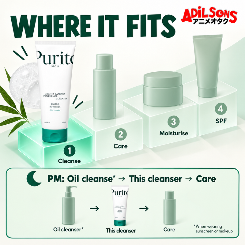 PURITO Seoul Mighty Bamboo Panthenol Cleanser 150ml — routine position | Adilsons creative 5
