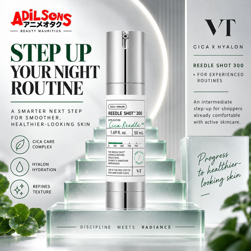 Adilsons Beauty ad for VT Reedle Shot 300 50 mL: Step Up Your Night Routine.