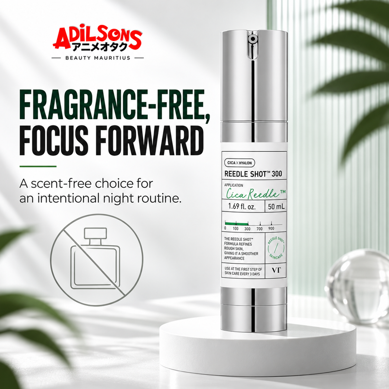 Adilsons Beauty ad for VT Reedle Shot 300 50 mL: Fragrance-Free, Focus Forward.