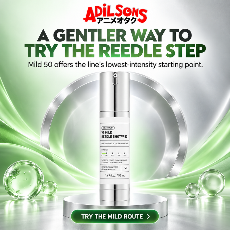 Adilsons sales creative for VT Mild Reedle Shot 50 50ml: A Gentler Way To Try The Reedle Step.