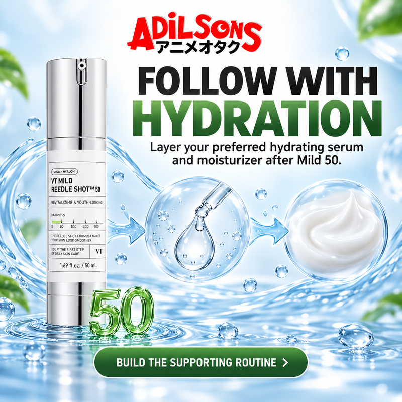 Adilsons sales creative for VT Mild Reedle Shot 50 50ml: Follow With Hydration.
