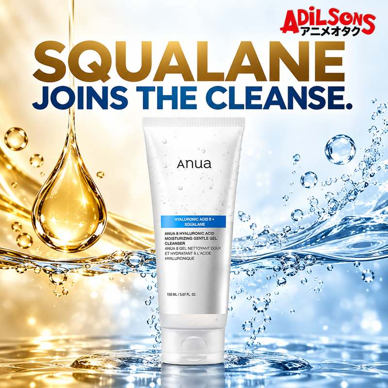 Anua 8 Hyaluronic Acid Moisturizing Gentle Gel Cleanser 150ml ad: Squalane Joins The Cleanse.