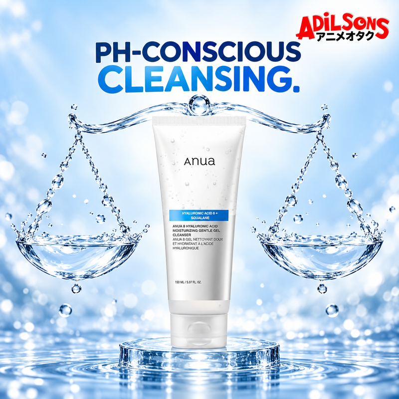 Anua 8 Hyaluronic Acid Moisturizing Gentle Gel Cleanser 150ml ad: Ph-Conscious Cleansing.
