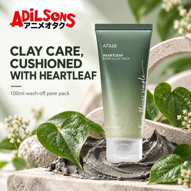 Adilsons ad for Anua Heartleaf Pore Clay Pack 100ml: Clay Care, Cushioned With Heartleaf