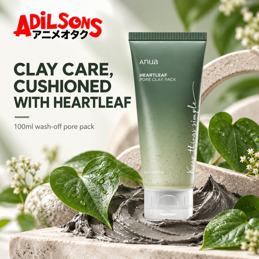 Adilsons ad for Anua Heartleaf Pore Clay Pack 100ml: Clay Care, Cushioned With Heartleaf