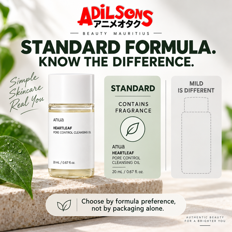 Adilsons Beauty ad for Anua Heartleaf Pore Control Cleansing Oil 20 mL: Standard Formula. Know The Difference..