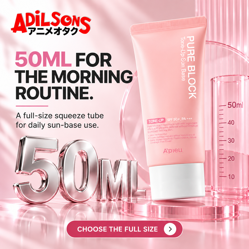 Adilsons sales creative for A'pieu Pure Block Tone-Up Sun Base EX 50ml: 50Ml For The Morning Routine.
