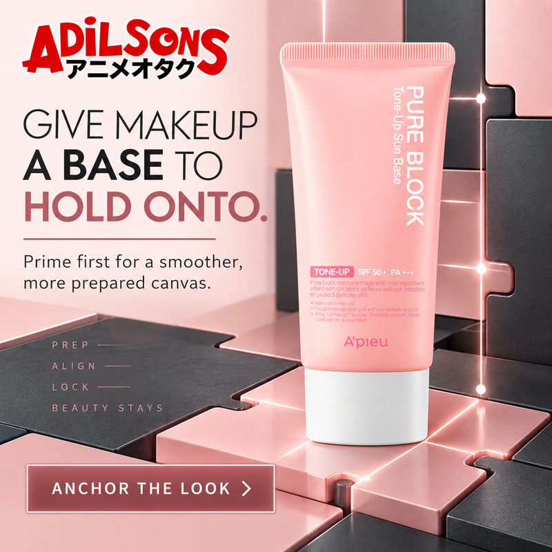Adilsons sales creative for A'pieu Pure Block Tone-Up Sun Base EX 50ml: Give Makeup A Base To Hold Onto.