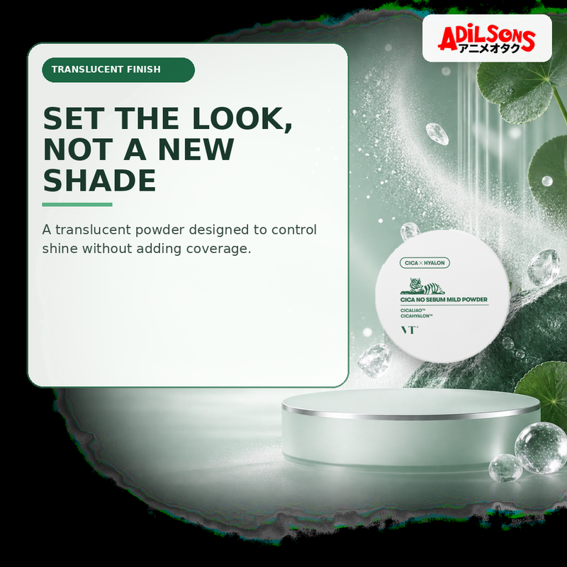 Adilsons Beauty creative for VT Cica No-Sebum Mild Powder 5g — Translucent powder.