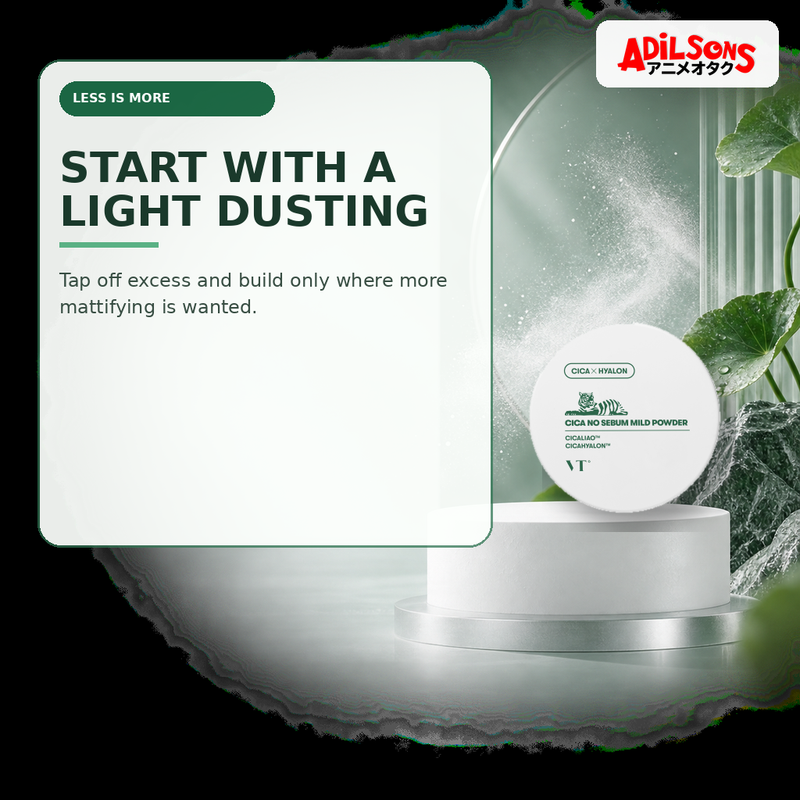 Adilsons Beauty creative for VT Cica No-Sebum Mild Powder 5g — Light application.